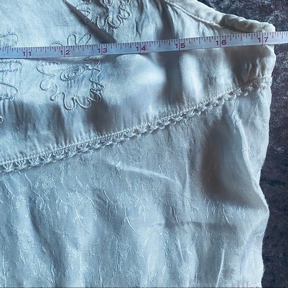 VNTG Boho Cream Tiered Satin Patchwork Dress - Picture 7 of 13